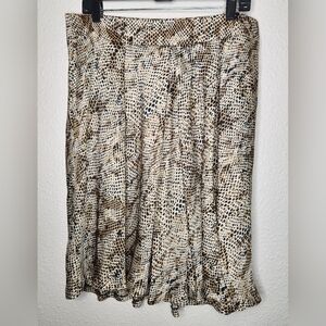 Sunny Leigh Petite Gold Black White Snakeskin Print Midi Flowy Skirt Size 14P